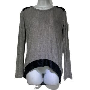 Generation Love Knit Gold Black Metallic Pleather Trim Blouse Top Size XS